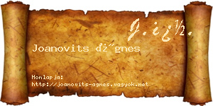 Joanovits Ágnes névjegykártya